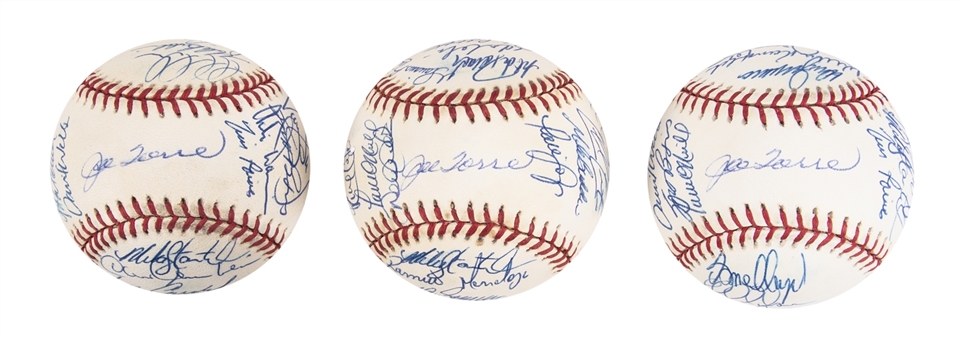 Lot of (3) 1998 New York Yankees World Series Champions Team of the Century Signed Baseballs (JSA Auction LOA)